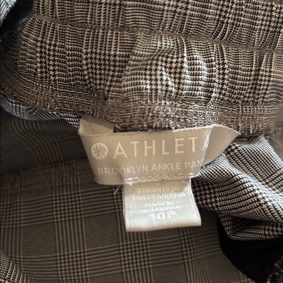 Athleta Brooklyn Plaid Ankle Pant Lightweight Black/White Gray Size 10P Petite - Picture 9 of 16